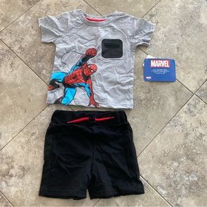Marvel Spider-Man Tee and Shorts Set 18 Months Boy Superhero Outfit NEW T-shirt